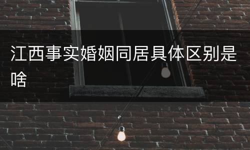 江西事实婚姻同居具体区别是啥