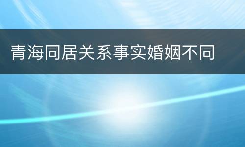 青海同居关系事实婚姻不同