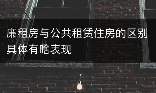 廉租房与公共租赁住房的区别具体有啥表现