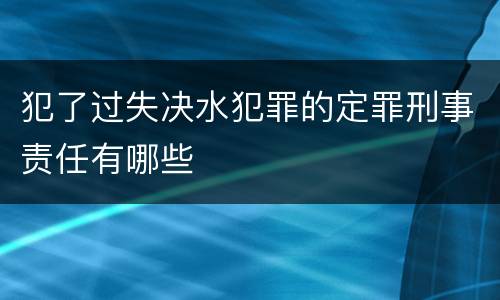 犯了过失决水犯罪的定罪刑事责任有哪些