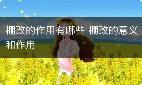 棚改的作用有哪些 棚改的意义和作用
