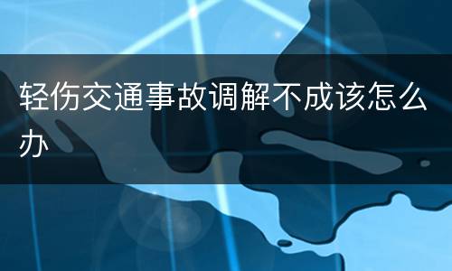轻伤交通事故调解不成该怎么办