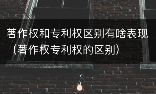 著作权和专利权区别有啥表现（著作权专利权的区别）