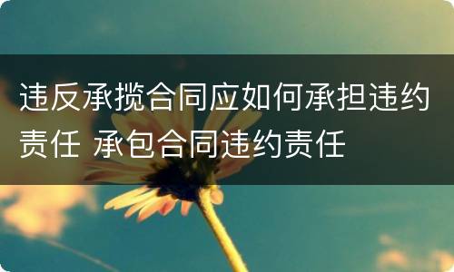 违反承揽合同应如何承担违约责任 承包合同违约责任