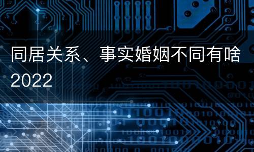 同居关系、事实婚姻不同有啥2022