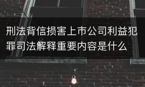 刑法背信损害上市公司利益犯罪司法解释重要内容是什么