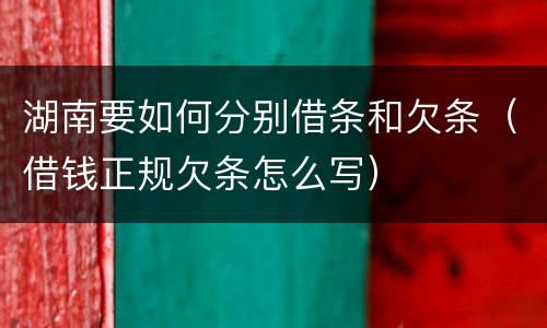 湖南要如何分别借条和欠条（借钱正规欠条怎么写）