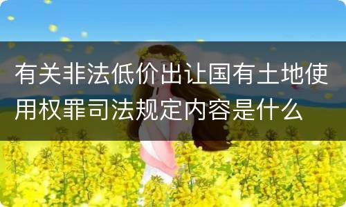 有关非法低价出让国有土地使用权罪司法规定内容是什么