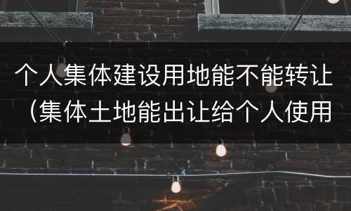 个人集体建设用地能不能转让（集体土地能出让给个人使用）