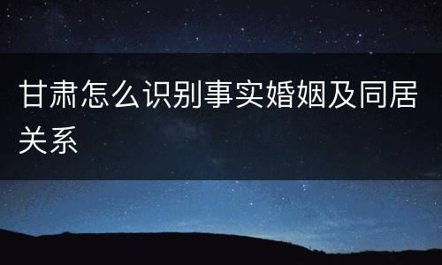 甘肃怎么识别事实婚姻及同居关系