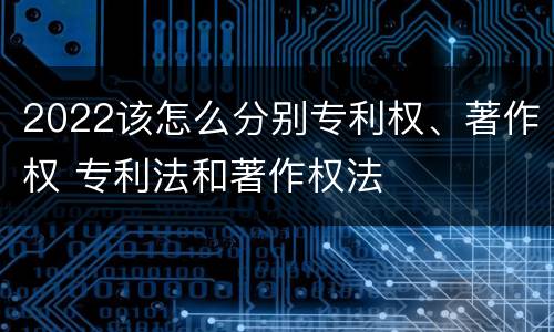 2022该怎么分别专利权、著作权 专利法和著作权法