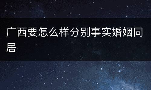 广西要怎么样分别事实婚姻同居
