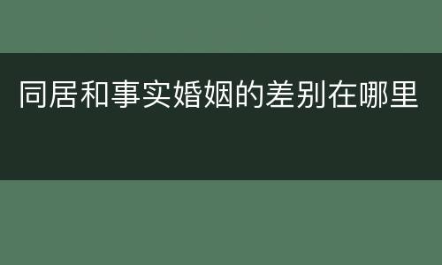 同居和事实婚姻的差别在哪里