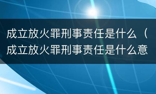 成立放火罪刑事责任是什么（成立放火罪刑事责任是什么意思）