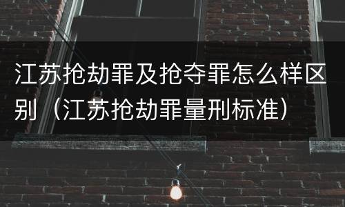 江苏抢劫罪及抢夺罪怎么样区别（江苏抢劫罪量刑标准）