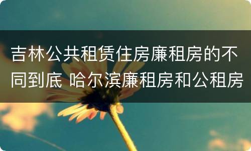 吉林公共租赁住房廉租房的不同到底 哈尔滨廉租房和公租房有什么区别