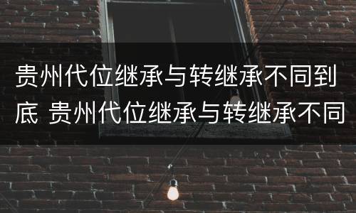 贵州代位继承与转继承不同到底 贵州代位继承与转继承不同到底的原因