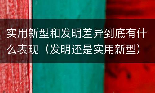 实用新型和发明差异到底有什么表现（发明还是实用新型）