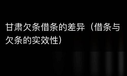 甘肃欠条借条的差异（借条与欠条的实效性）