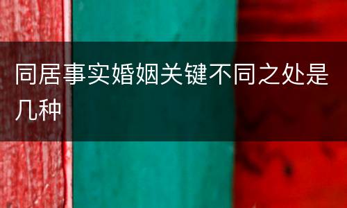 同居事实婚姻关键不同之处是几种