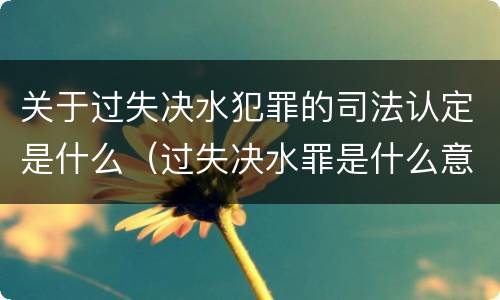关于过失决水犯罪的司法认定是什么（过失决水罪是什么意思）