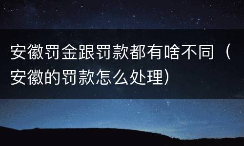 安徽罚金跟罚款都有啥不同（安徽的罚款怎么处理）