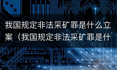 我国规定非法采矿罪是什么立案（我国规定非法采矿罪是什么立案标准）