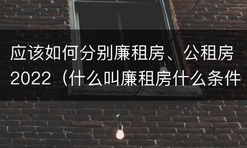 应该如何分别廉租房、公租房2022（什么叫廉租房什么条件什么叫公租房）