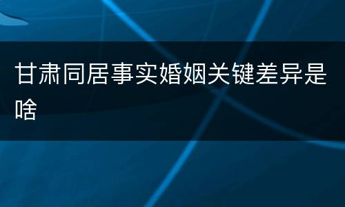 甘肃同居事实婚姻关键差异是啥