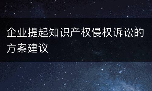 企业提起知识产权侵权诉讼的方案建议