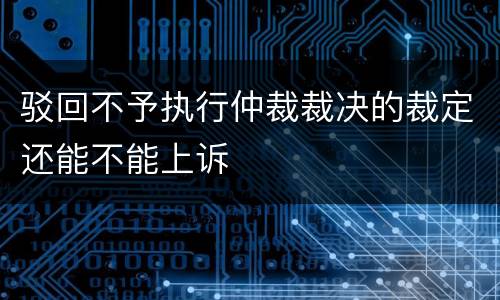 驳回不予执行仲裁裁决的裁定还能不能上诉