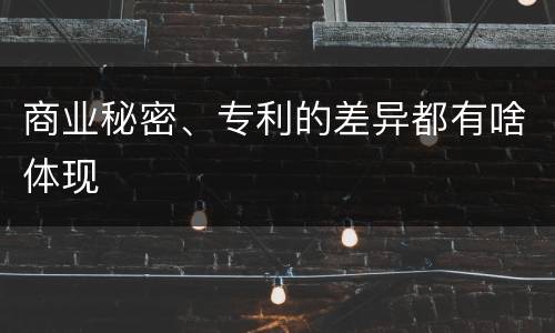 商业秘密、专利的差异都有啥体现