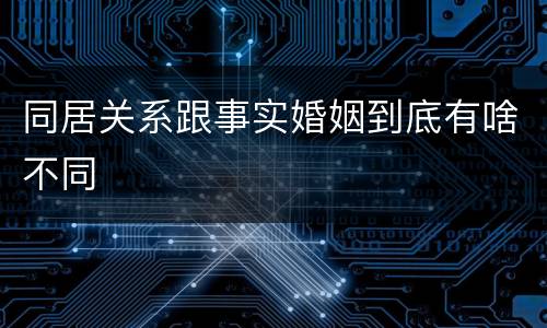 同居关系跟事实婚姻到底有啥不同