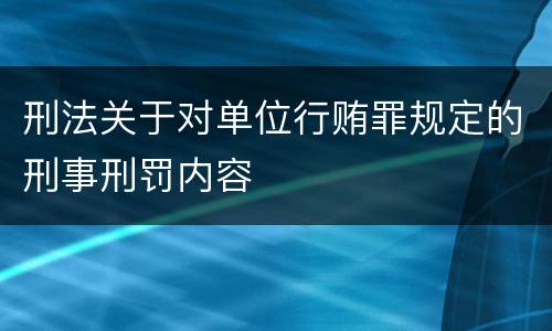 刑法关于对单位行贿罪规定的刑事刑罚内容