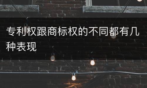 专利权跟商标权的不同都有几种表现