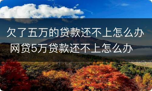 欠了五万的贷款还不上怎么办 网贷5万贷款还不上怎么办
