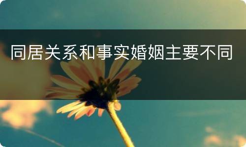 同居关系和事实婚姻主要不同