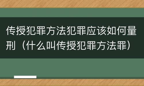 传授犯罪方法犯罪应该如何量刑（什么叫传授犯罪方法罪）