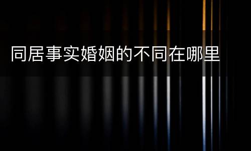 同居事实婚姻的不同在哪里