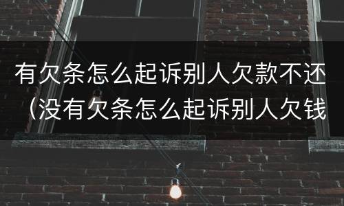 有欠条怎么起诉别人欠款不还（没有欠条怎么起诉别人欠钱不还）