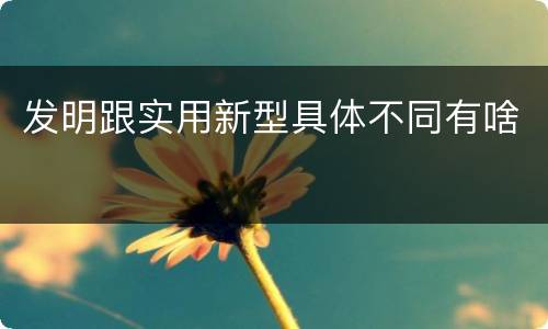 发明跟实用新型具体不同有啥