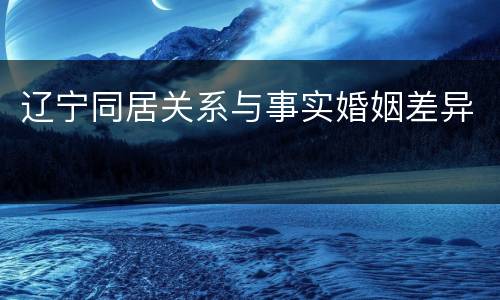 辽宁同居关系与事实婚姻差异