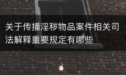 关于传播淫秽物品案件相关司法解释重要规定有哪些
