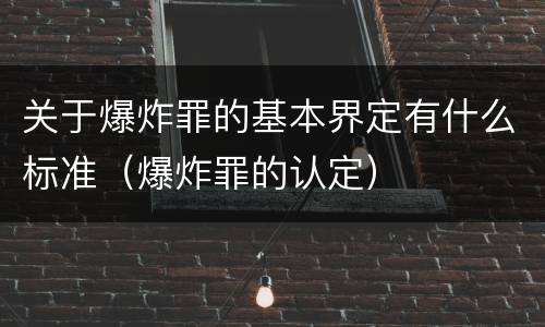 关于爆炸罪的基本界定有什么标准（爆炸罪的认定）