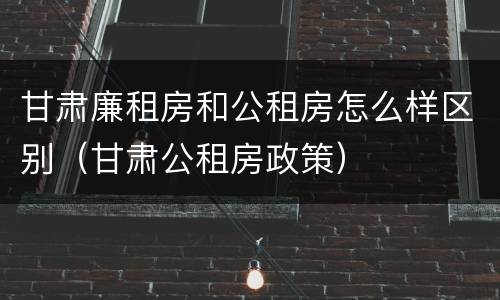 甘肃廉租房和公租房怎么样区别（甘肃公租房政策）