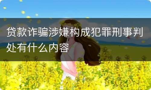 贷款诈骗涉嫌构成犯罪刑事判处有什么内容