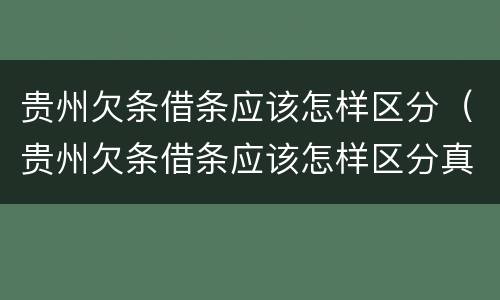 贵州欠条借条应该怎样区分（贵州欠条借条应该怎样区分真伪）