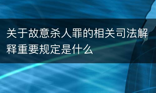 关于故意杀人罪的相关司法解释重要规定是什么