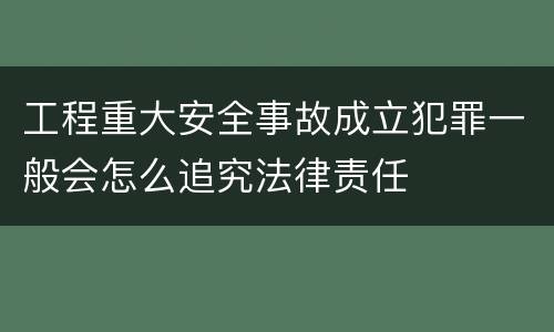 工程重大安全事故成立犯罪一般会怎么追究法律责任