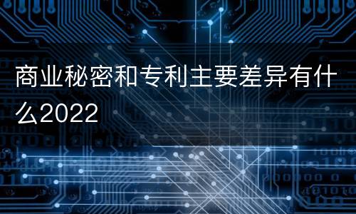 商业秘密和专利主要差异有什么2022